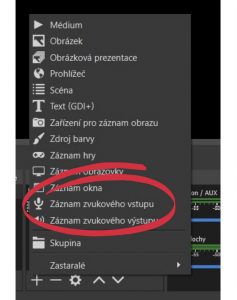 Přidání audio zdroje pro sdílení audia